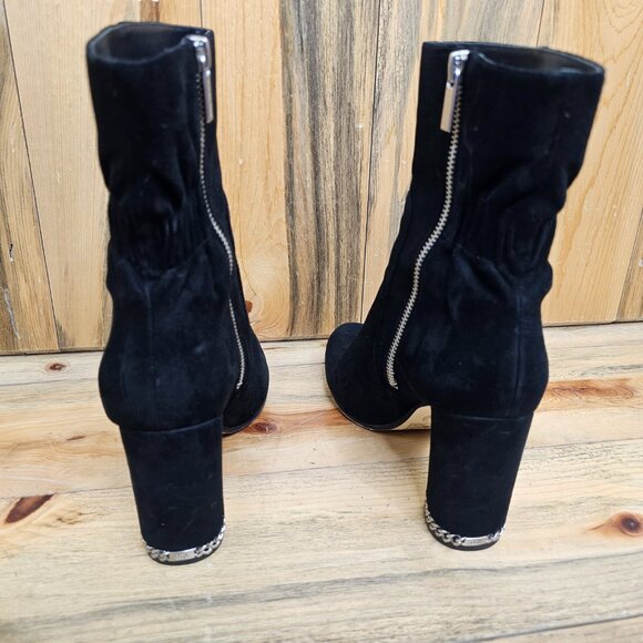 MICHAEL Michael Kors Dolores Suede Block Heel Chain Accent Bootie - Picture 2 of 6